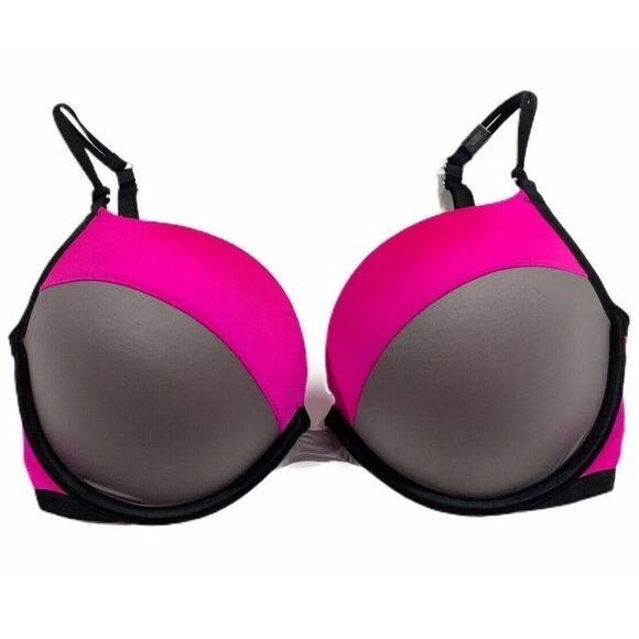 Victoria’s Secret very sexy Push Up Padded Satiny underwire bra pink gray - Picture 1 of 3